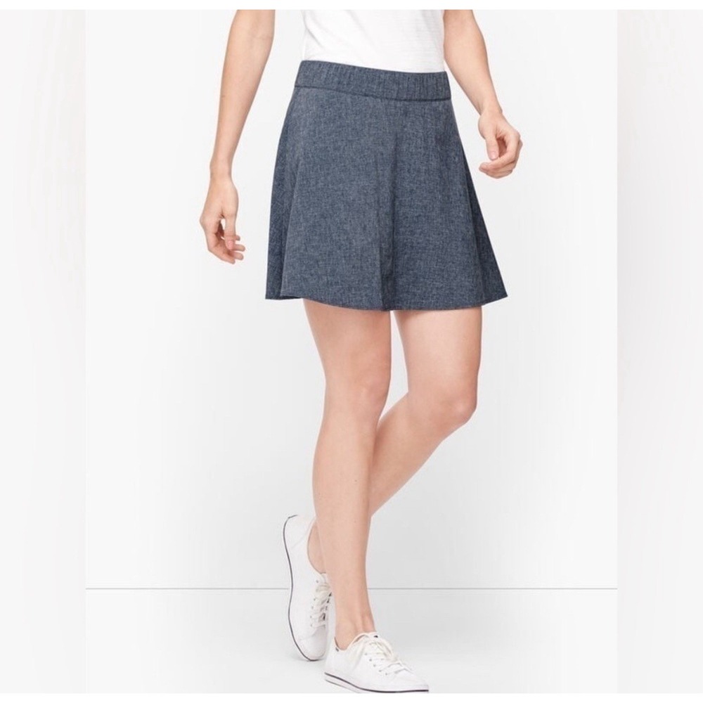 T by Talbots Indigo Blue Heathered Skort Petite P Active Stretch Mini Skirt